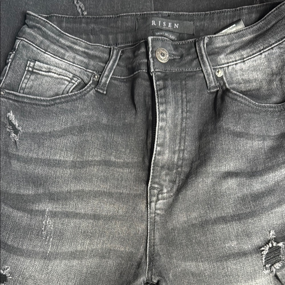 Women’s Distressed Gray bell bottom Jeans